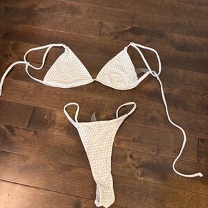Shein White Studded Bikini Set